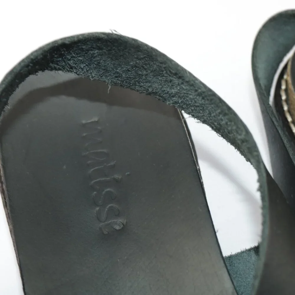 Matisse Womens Arielle Sandal Size 7 Black Leather Slingback Gladiator‎ Lug Sole
